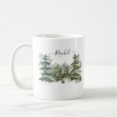 Mug Aquarelle Pine Forêt et montagne Esthétique (Gauche)