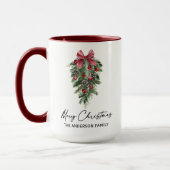 Mug Aquarelle Pines Calligraphie Encre Noël Grand (Gauche)