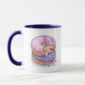 Mug Aquarelle Pink Et Purple Donuts Avec Saupoudrages (Gauche)