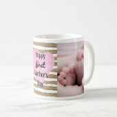 Mug Aquarelle Pink Heart Gold Photo 1ère Fête des Mère (Devant droit)