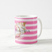 Mug Aquarelle Plage Rose Baies Or Shell (Devant droit)