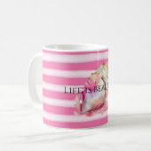 Mug Aquarelle Plage Rose Baies Or Shell (Devant gauche)