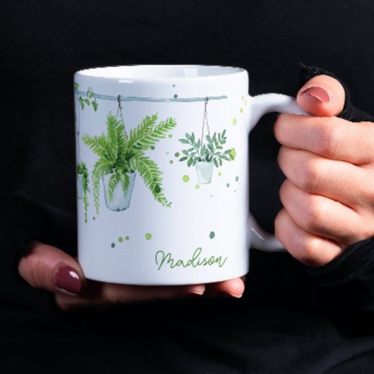 Mug Aquarelle plante Lady Nom personnalisé