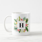 Mug Aquarelle Plantes tropicaux Monogramme du cadre (Gauche)
