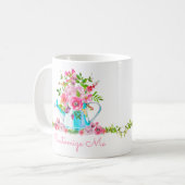 Mug Aquarelle Plutôt Rose Floral Personnalisable (Devant gauche)