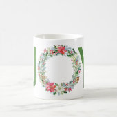 Mug Aquarelle Poinsettia couronne de Noël Joie (Centre)