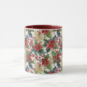 Mug Aquarelle poinsettia et saint motif Noël (Centre)
