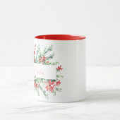 Mug Aquarelle poinsettia et verdure Noël (Centre)