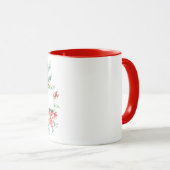 Mug Aquarelle poinsettia et verdure Noël (Devant droit)