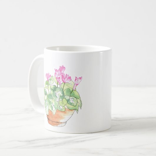 Mug Aquarelle pointillée Cyclamen (Devant gauche)