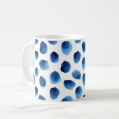 Mug Aquarelle Points Bleus : Peint à la main sans cout (Devant gauche)
