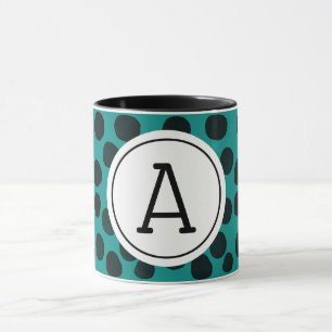 Mug Aquarelle Points noirs avec Monogramme