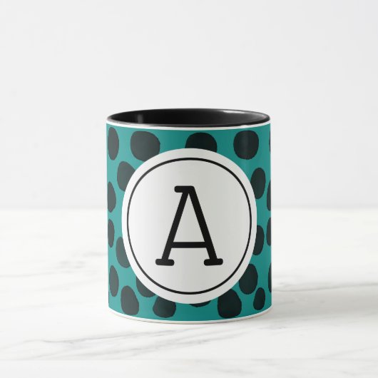 Mug Aquarelle Points noirs avec Monogramme (Centre)