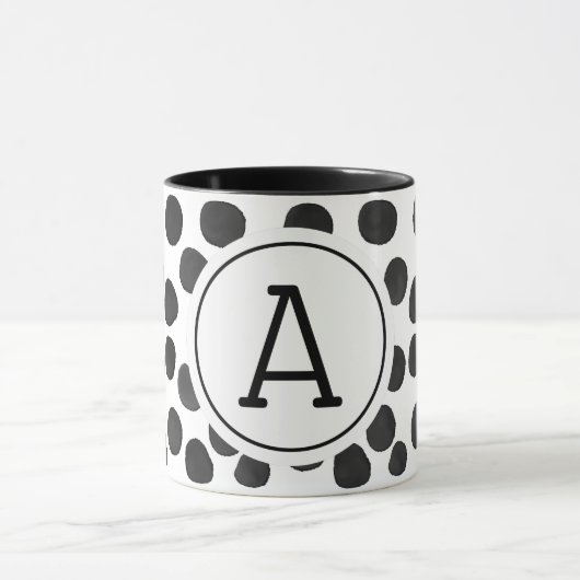 Mug Aquarelle Points noirs avec Monogramme (Centre)