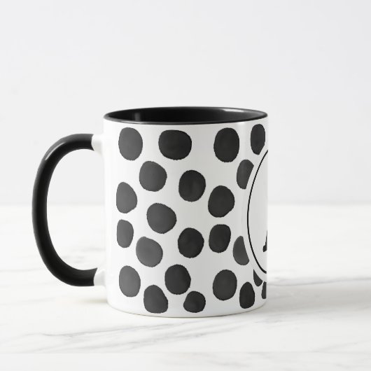 Mug Aquarelle Points noirs avec Monogramme (Gauche)