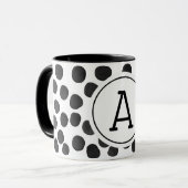 Mug Aquarelle Points noirs avec Monogramme (Devant gauche)