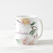 Mug Aquarelle Pomme fleurs grand (Devant droit)