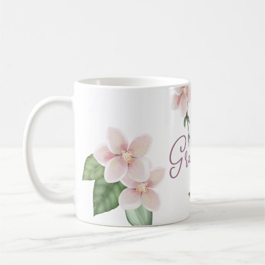 Mug Aquarelle Pomme fleurs grand (Gauche)