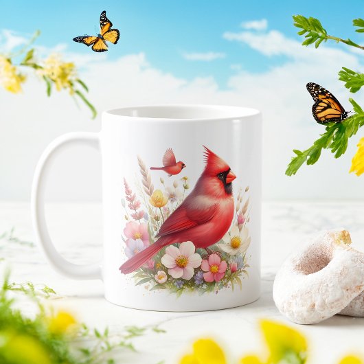 Mug Aquarelle printanière Cardinal du Nord -