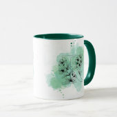Mug Aquarelle R initiale Monogramme vert Botanique (Devant droit)