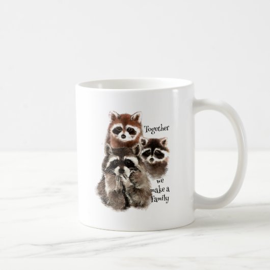 Mug Aquarelle Raccoons Ensemble nous faisons Family Qu (Droite)