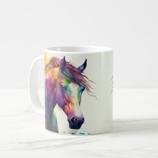 Mug Aquarelle Rainbow Horse (Devant gauche)