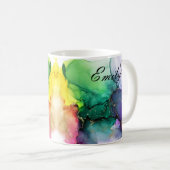 Mug Aquarelle Rainbow personnalisée de luxe (Devant droit)