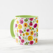 Mug Aquarelle Ranunculus Perse Buttercups Jardin (Devant gauche)
