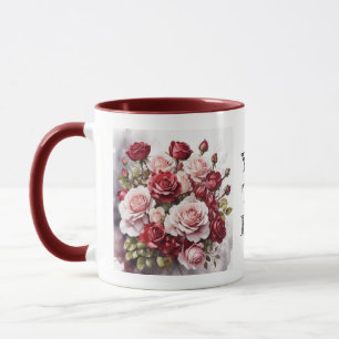 Mug Aquarelle Romantique mignonne Rose rouge florale M