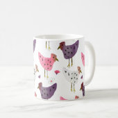 Mug Aquarelle Rooster rose violet motif floral (Devant droit)