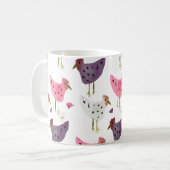 Mug Aquarelle Rooster rose violet motif floral (Devant gauche)