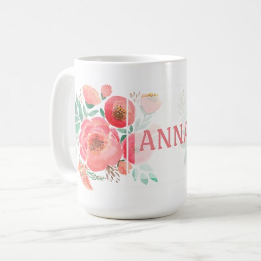 Mug Aquarelle, rose. (Devant gauche)