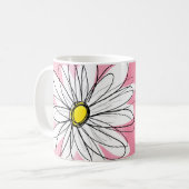 Mug Aquarelle rose avec marguerite blanche Nom personn (Devant gauche)