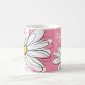 Mug Aquarelle rose avec marguerite blanche Nom personn (Centre)