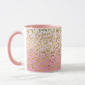 Mug Aquarelle rose blanche Empreinte de léopard or gla (Gauche)