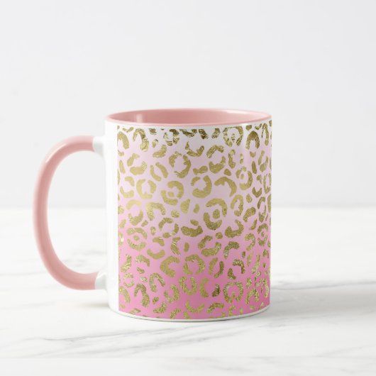 Mug Aquarelle rose blanche Empreinte de léopard or gla (Gauche)