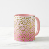 Mug Aquarelle rose blanche Empreinte de léopard or gla (Devant droit)