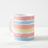 Mug Aquarelle rose bleu jaune rayures (Devant gauche)
