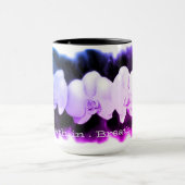 Mug Aquarelle rose bleu violet Orchidées, respirer (Centre)