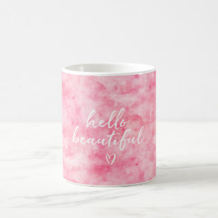 Mug Aquarelle rose bonjour belle