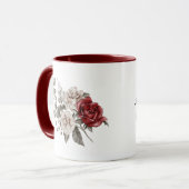 Mug Aquarelle Rose Bouquet de printemps & Citation d'a (Devant gauche)