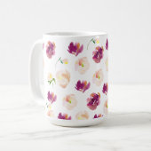 Mug Aquarelle rose Bourgogne Florale (Devant gauche)