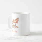 Mug Aquarelle rose Cheval Nom personnalisé Floral (Devant gauche)
