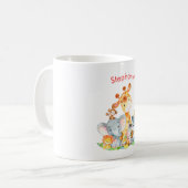 Mug Aquarelle rose Cute Safari Jungle Animaux (Devant gauche)