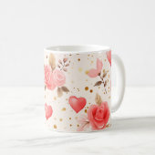 Mug Aquarelle rose de Valentine Roses et coeurs (Devant droit)