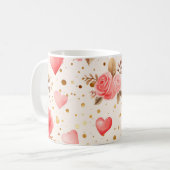 Mug Aquarelle rose de Valentine Roses et coeurs (Devant gauche)