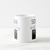 Mug Aquarelle Rose de vin rouge Photo 50e anniversaire (Centre)