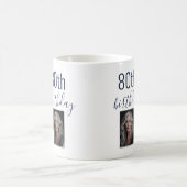 Mug Aquarelle Rose de vin rouge Photo 80e anniversaire (Centre)