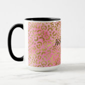 Mug Aquarelle rose Empreinte de léopard or (Gauche)