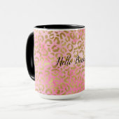 Mug Aquarelle rose Empreinte de léopard or (Devant gauche)